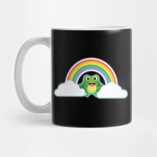 fabulous pride frog smiling under rainbow clouds Mug